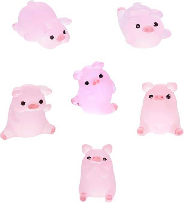 3D Cute Shoe Decoration Charms, 6Pcs Glow in the dark Pink piggy shoes charms for clogs girls boy woman, Charm for Shoes Bracelet Wristband Party Favor