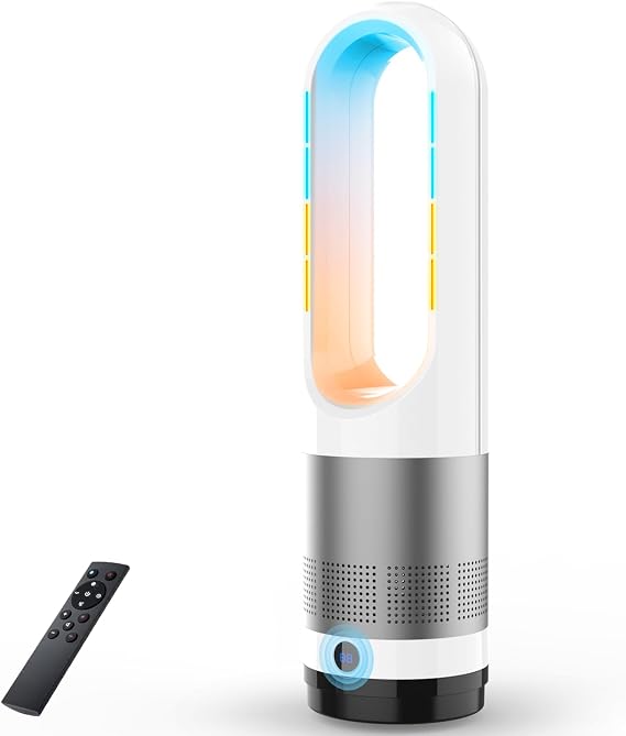 Ceramic HeaterBladeless & Heating/Cooling & Useful All Year Round Electric Fan Heater, Heating Appliance, Energy-Saving, Electric Stove, Blower 40W/Hot Air 1100W, Heating, 2 Second Fast Heating