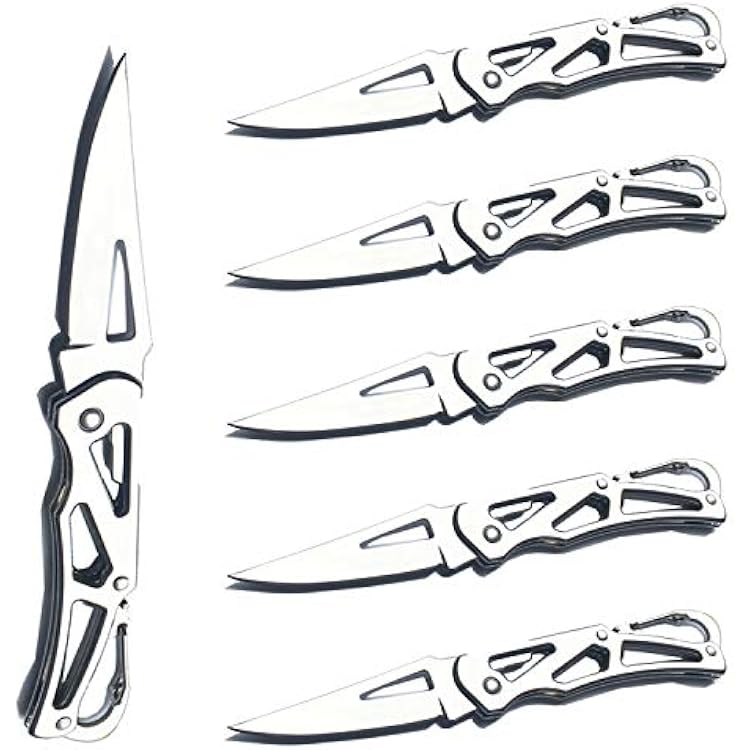 6 Pack Stainless Steel Self-Defense Folding Knife With Key Ring, Outdoor Survival Pocket Knife, Easy To Everyday Carry Small Knife
