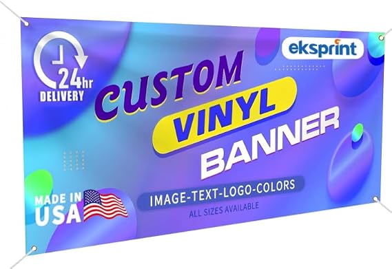 Custom Vinyl Banner by EKSPRINT, 13OZ Banners and Signs Customize for Indoor and Outdoor, Custom banner | Banners Customize for Business, Birthday, Party, School, Shop-(1X4Ft)