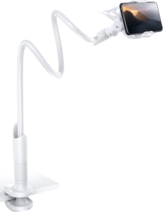 Lamicall Phone Holder, Gooseneck Mount, Compatible with 4-7'' Smartphones and Desktops, Adjustable Arm and Non-Slip Base, Easy to Install and Use | Full Adjustable, Stable Flexible Long Arm, Fast Install, Bedside Multipurpose Holder for 4-7" Phone, iPhone 17 Pro Max Air