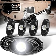 YONEDA 4 Pods White Rock Lights 6000K 3LED Bright LED Underglow Lights IP68 Waterproof for Trucks SUV UTV ATV RZR Car Boats Pickup Motorcycle