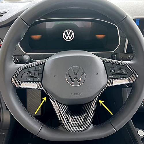Sport Style Carbon Fiber Print Steering Wheel Cover Trim for VW Volkswagen Atlas 2021-2025 Atlas Cross Sport Taos Jetta 2022-2025