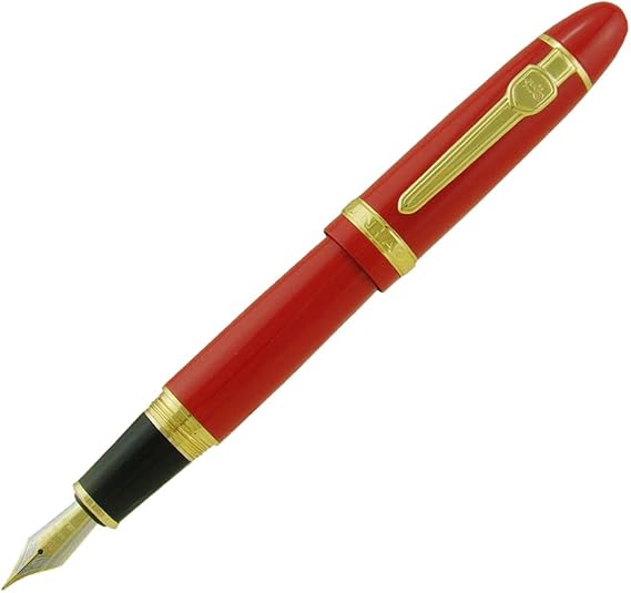 erofa Jinhao 159 Fountain Pen Medium Nib Size, Golden Clip Calligraphy Pen (Red)