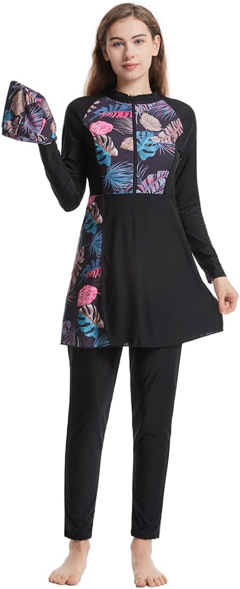 FYMNSI Burkini Swimsuits for Women Muslim Full Coverage Islamic Swimwear | Modest Bathing Suit, Burkini, Full Body Swimsuit, Sun Protection, Long Sleeve Swim Top & Pants & Swim Hijab, Surfing Suits