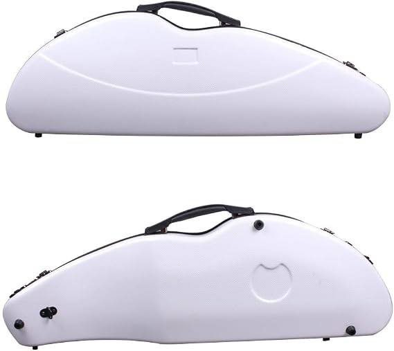 Vetimobato Carbon Fiber Violin Case 4/4 Full Size, Lightweight Hard Shell with Backpack Straps, 2 Bow Holders, Hygrometer & Spacious Accessory Compartment for Ultimate Protection (White Small Pattern)