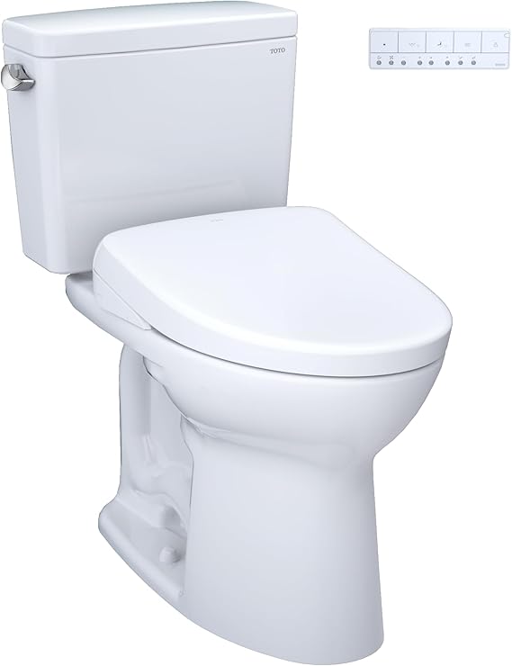 TOTO Drake WASHLET+ Two-Piece Elongated 1.6 GPF TORNADO FLUSH Toilet with S7 Contemporary Bidet Seat, Cotton White - MW7764726CSG#01