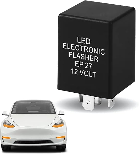 EP27 LED Flasher Relay, 5-Pin Flasher Relay for LED Turn Signal, Electronic Indicator for Fixing Turn Signal Bulbs Hyper Flash Issue, Compatible with Ford Dodge Chevrolet Lincoln Mazda Mercury