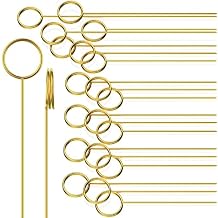 60 Pcs Metal Wire Floral Place Card Holder 11.81 inches Round Gold Photo Clip Floral Card Holder Picks Flower Ring Loop for Wedding Party Birthday Office Cake Party Favor