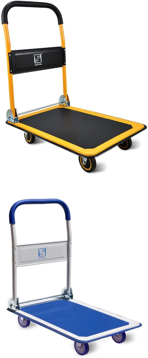 Wellmax Platform Cart Dolly 330lb Yellow and 660lb Blue Color