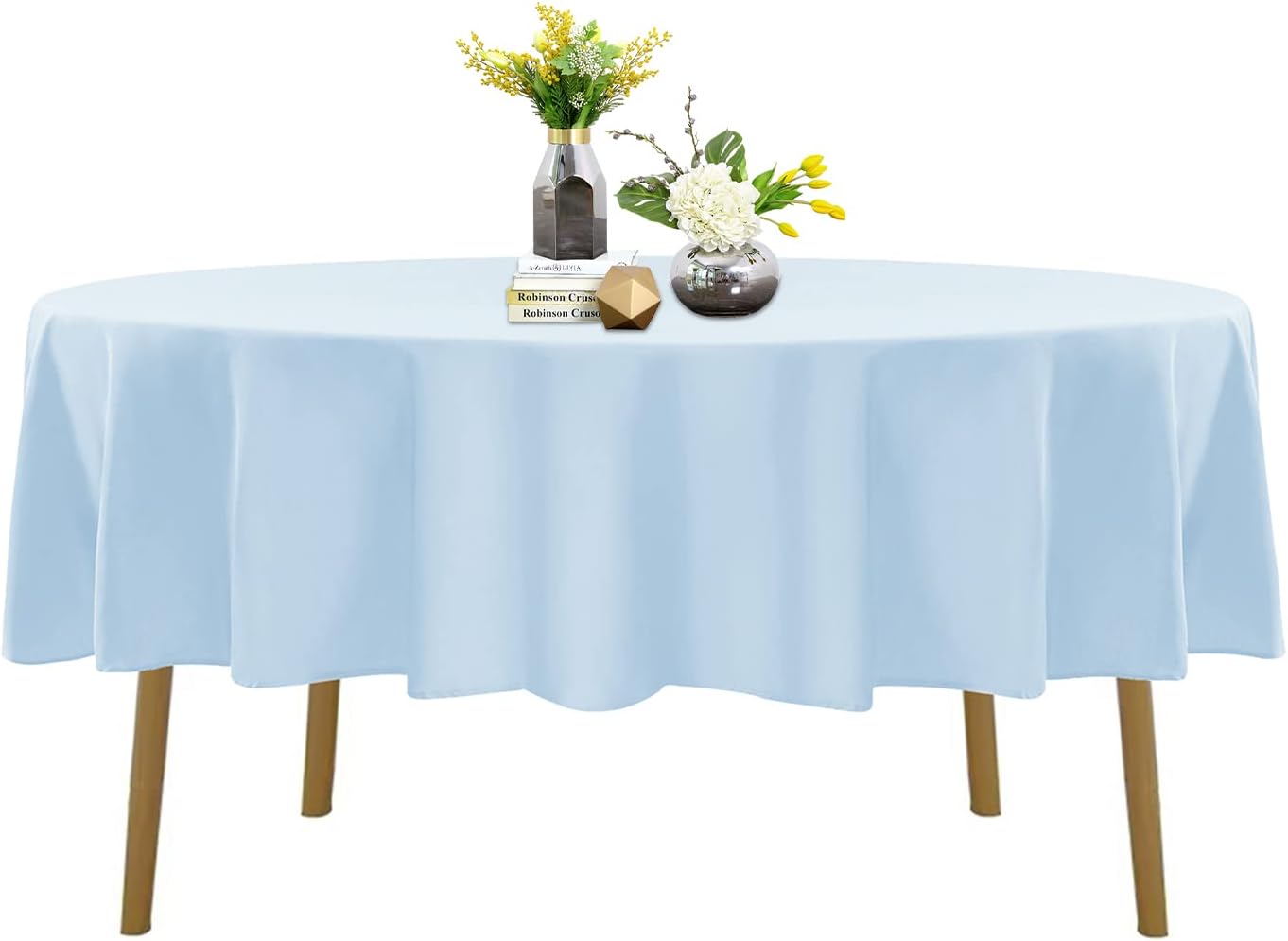 90 Inch Stain and Wrinkle Resistant Washable Polyester Table Cloth, Decorative Table Cloth for Dining Table, Buffet Parties and Wedding, Blue Mist