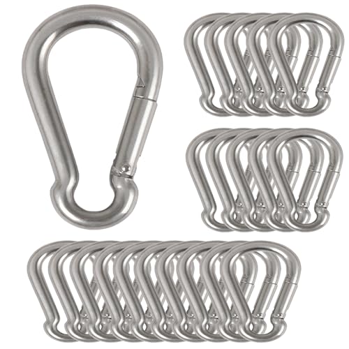 20Pcs 4 Safety Spring Snap Hook, M10 38 Carabiner Quick Link Snap Hooks for Camping Hiking, 770LBS Holding Capacity Heavy Duty Steel Carabiner Clip Buckle for Swing Hammock Gym Outdoor