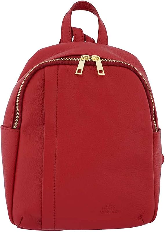 Italian Genuine Leather Women Genuine Leather Backpack Purse Travel Bag For Women - Red