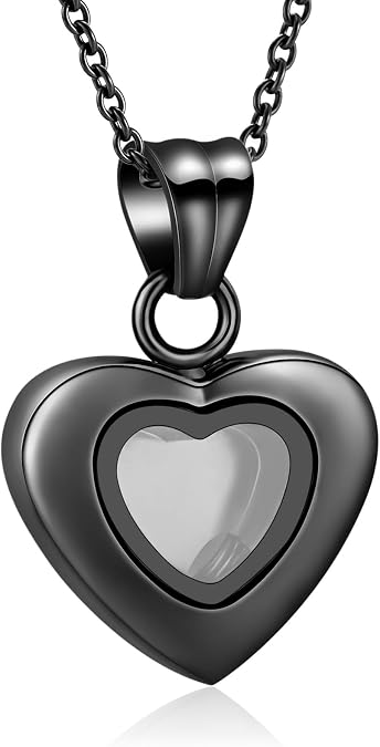 Oinsi Tiny Glass Heart Urn Necklace For Ashes For Women Girls Fashion Stainless Steel Cremation Jewelry Holder Keepskae Memroial Pendant Necklace