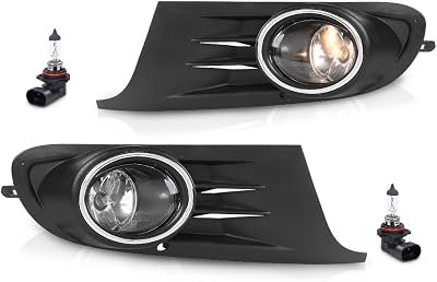 LQI Fog Light and Bezel Kit Pair Compatible with VW Golf MK6 Base & TDI 2010-2014 Not Fit for GDI & GTI, Fit VW Jetta Sportwagen TDI 4-Door only 2010-2014 Not Fit Jetta Sedan Black