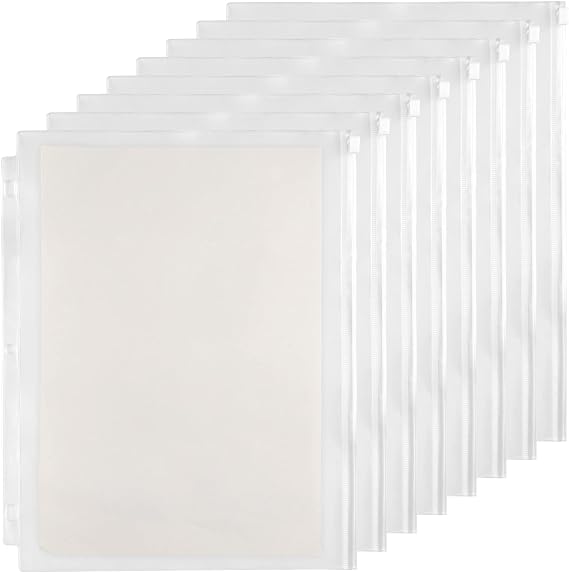 YoeeJob 8 Pack Clear Zipper Binder Pockets for 3 Ring Binders, Clear