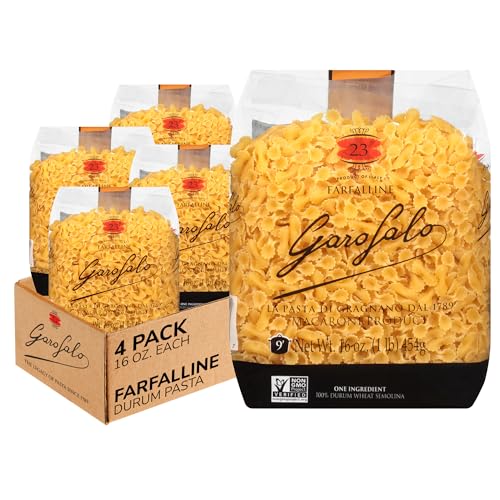 Garofalo - Premium Durum Wheat Semolina Farfalline Pasta, Italian Made, Bronze-Drawn, Al-Dente, One-Ingredient Pasta 4 pack