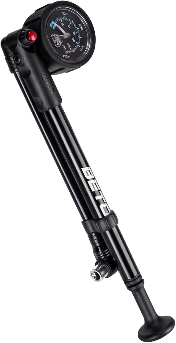 BETO High Pressure Shock Pump - (400 PSI Max) MTB Bike Shock Pump | For Fork & Rear Suspension With No-Loss Schrader Valve