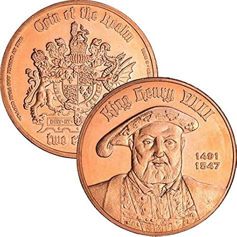 1/2 oz .999 Pure Copper Round/Challenge Coin (King Henry VIII)