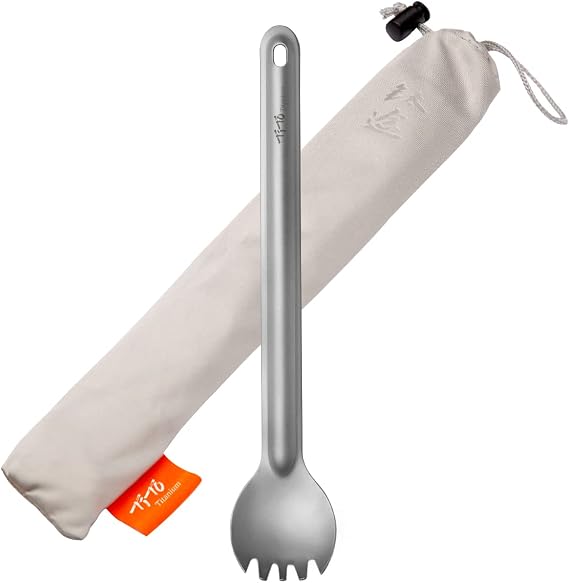 TiTo Titanium Long Handle Spork and Spoon Camping Portabale Flatware