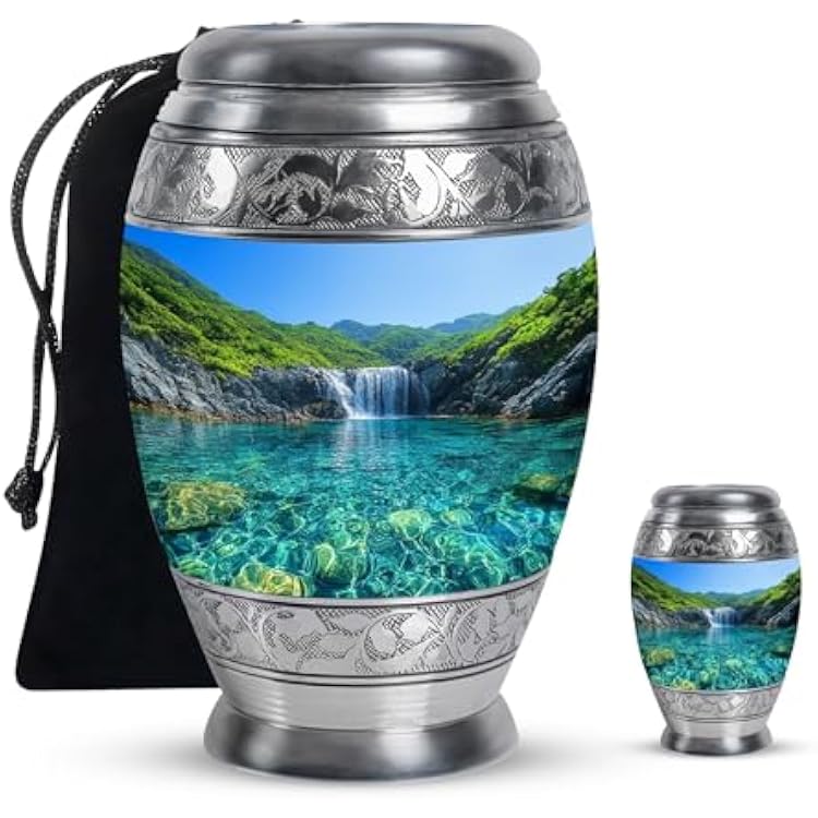 Water Fall Urnas para Cenizas Humanas Adultos - Ash Urns - Urns for Human Ashes Adult Female - Combo of 2 - Urns for Human Ashes - Cremation Urns for Humans - Cremation Urn Large
