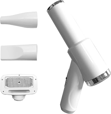 3 in 1 Professional Pet Grooming Dryer with Slicker Brush - Adjustable Temperature Settings for Dogs and Cats White