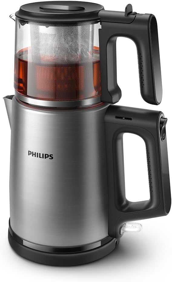 Otomatik Sıcak Tutma, 0.9L Cam Demlik, 1900W Güç, Paslanmaz Çelik Demlik, 1.8L Geniş Kapasiteli Dayanıklı Inox Taban (HD7350/00)
