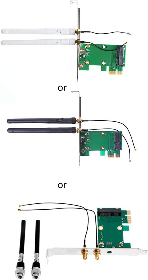 Wireless WiFi k Card PCI-E to PCI-E 1X Desktop Adapter + 2 Antennas Metal and Plastic