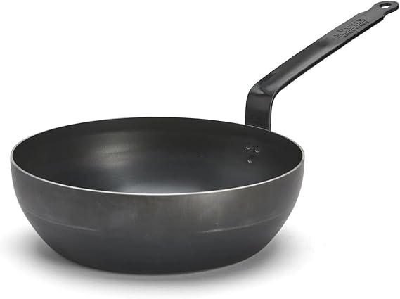 de Buyer - Blue Carbon Steel Fry Pan 2mm Thick - 9.5 Diameter, 6.5 Cooking Surface - Oven Safe - Naturally Non-Stick Finish - Made in France