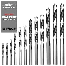 Brad Point Wood Drill Bit Set - Metric Sizes (12 Pack with Storage Case) Carpenters Quality - Drill Splinter-Free Perfect Round Holes in All Types of Wood