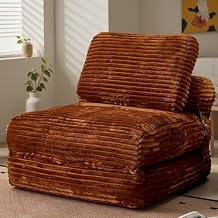 ovios Folding Sofa Bed, Foldable Sleeper Chair Floor Futon, Comfy Portable Convertible Fold Out Lounge Chairs for Living Room Bedroom, Brown