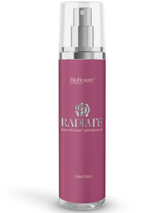 BIOBeauty Rose Oil Serum for Face with Vitamin E Jojoba Oil & Sunflower Oil | Hydrating & Nourishing Face Oil with Rose Extract for Radiance, Paraben-Free, Non-GMO, Made in USA (1.8 oz, Radiate)