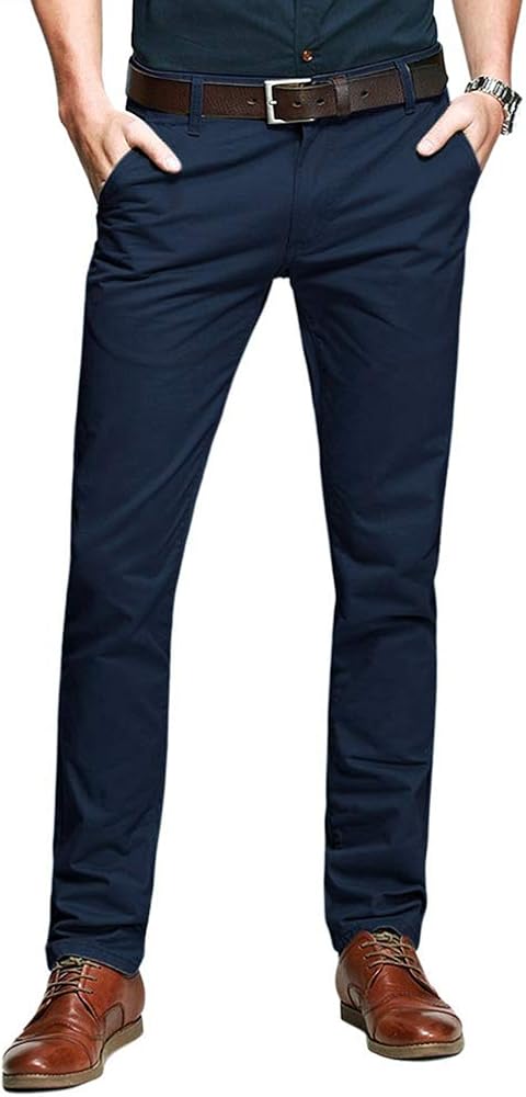 OCHENTA Mens Tapered Flat Front Casual Dress Pants, Chinos Pants Men