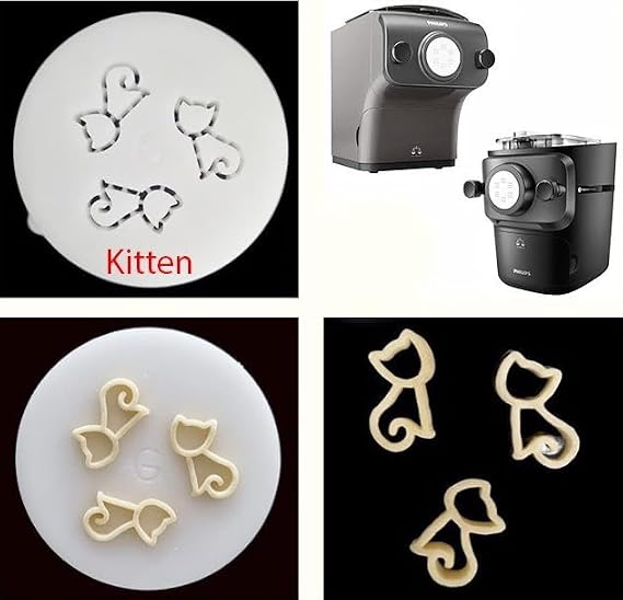 Cat Lover, Kitties Pasta Shapes, Fun Shaped Noodles for Electric Philips Pasta Maker Attachments Machine, Automatic Pasta Maker, Kitchen Appliances, Accessory Kit (Kitten)