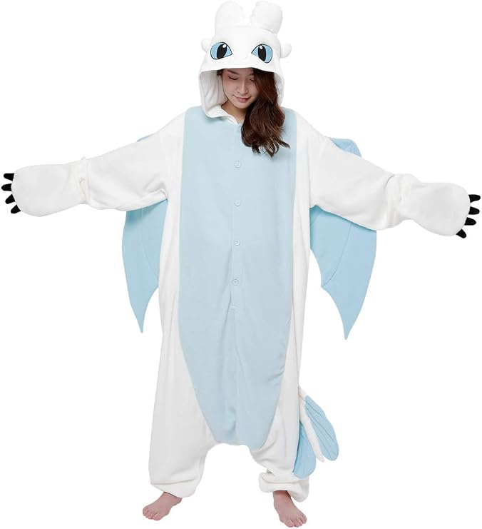 SAZAC Kigurumi - How to Train Your Dragon - Light Fury - Onesie Jumpsuit Halloween Costume