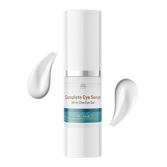 Sun Coast Sciences Complete Eye Serum - All In One Eye Gel with Peptides, Hyaluronic Acid & Vitamin C - Anti Aging Under Eye Serum for Dark Circles & Fine Lines - 0.5 Fl Oz (Pack of 1)