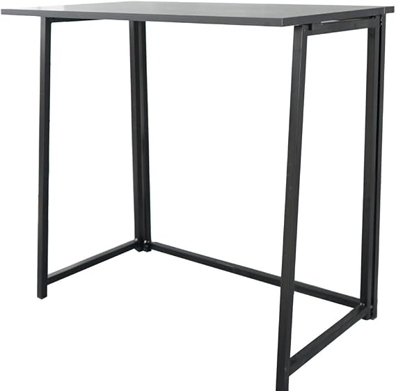 Black Folding Desk - Small Foldable Desk for Small Space, Space Saving Collapsible Compact Desk Portable Table for Craft, Writing, Study and Work 80x45x75CM