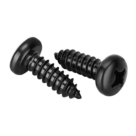 #14 x 3/4" Pan Head Self Tapping Screws Sheet Metal Wood Screws, Black Finish, 304 Stainless Steel 18-8, 50 PCS