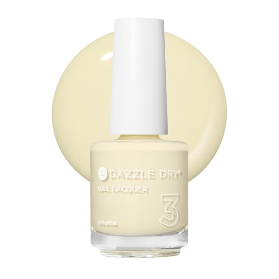 Dazzle Dry Nail Lacquer, Step 3 Sundress (0.5 fl oz) | A Light Pastel Buttery Yellow Full Coverage Cream Finish Quick-Dry