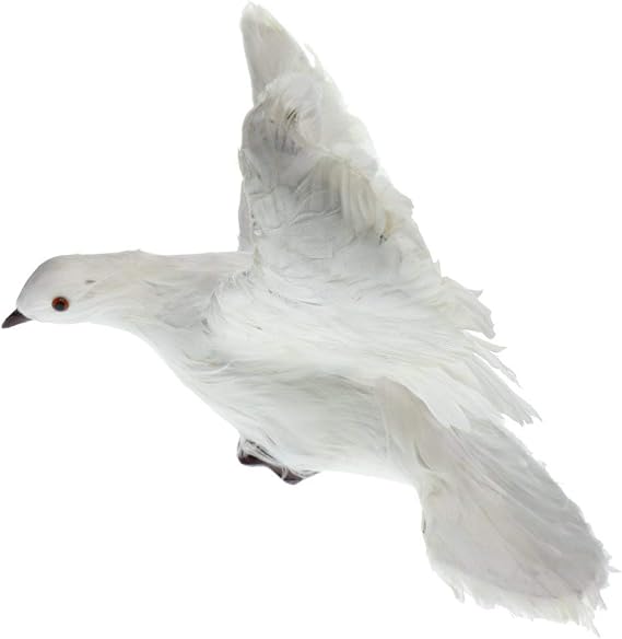 Taotenish Artificial Pigeon Bird Realistic Feathered Bird for Garden Tree Decor Ornament - #4 White Flying