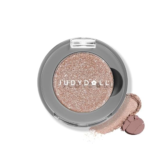 JUDYDOLL One-Shade Eyeshadow, Refined Powder & Fallout-Free, One-Shade Pop Eye Look, Shade G44 Stardust Cruising (Champagne Glitter)