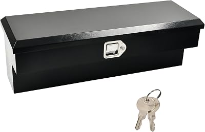 36 Inch Steel Heavy Duty Side Mount Truck Tool Box Pick Up Truck Bed RV Trailer Toolbox Storage Organizer with Side Handle, Lock & Keys，Black 36X7X12