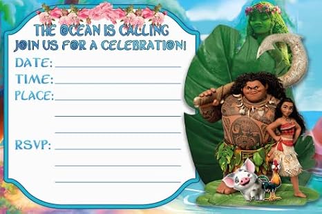 Set of 30 Island Adventure Happy Birthday Invitation Cards & Envelopes Lightweight (230g), Postcard Style Invites for the Perfect Party Pack