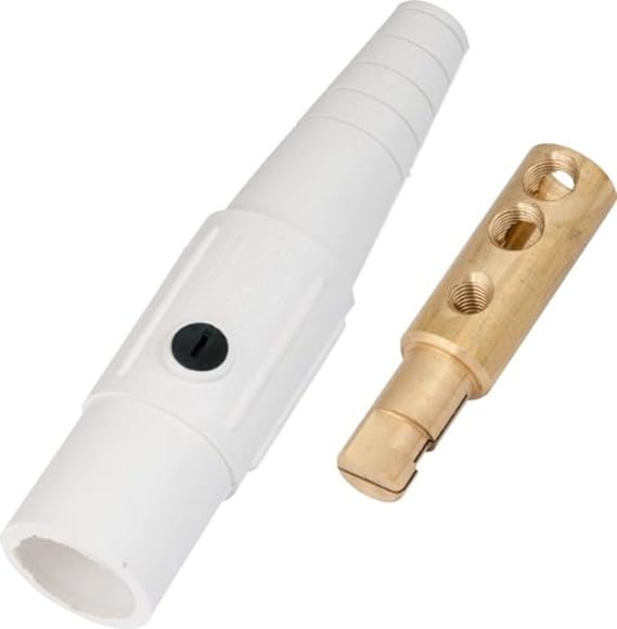 Marinco CLS2MB-B CLS Cam Type, Series 16 Inline, Single Pin Connector, 400 Amp, 600 Volt, #6 - #2 AWG, Male - White (B)