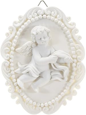 Mega Crafts Religious Wall Décor Angel Figurines Plaque | Poly Resin Construction | Hang Or Wall Mount Via The Hanging Loop | for Praying, Home Décor, Housewarming Gift, Meditation & More