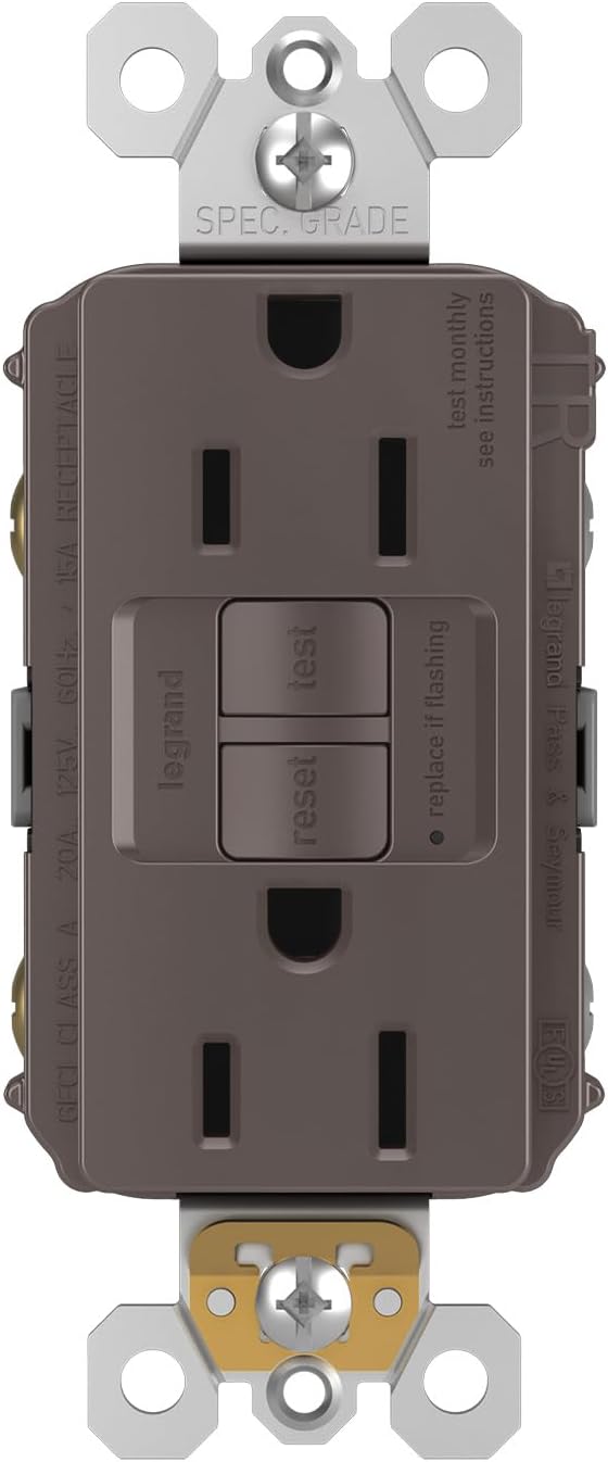 Legrand radiant 15 Amp Tamper Resistant GFCI Duplex Outlet Brown 1 Pack