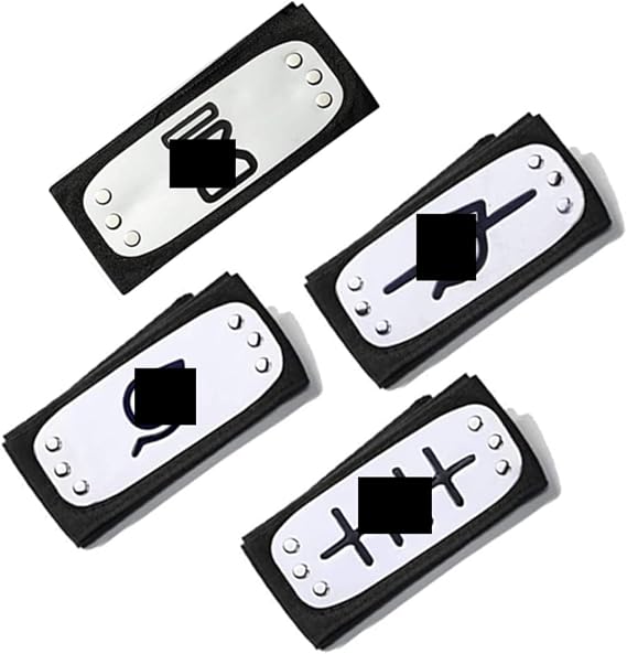 Ninja Headband Set with Metal Plated Ninja Headband Cosplay Anime Costume Accessories (4 Pack)