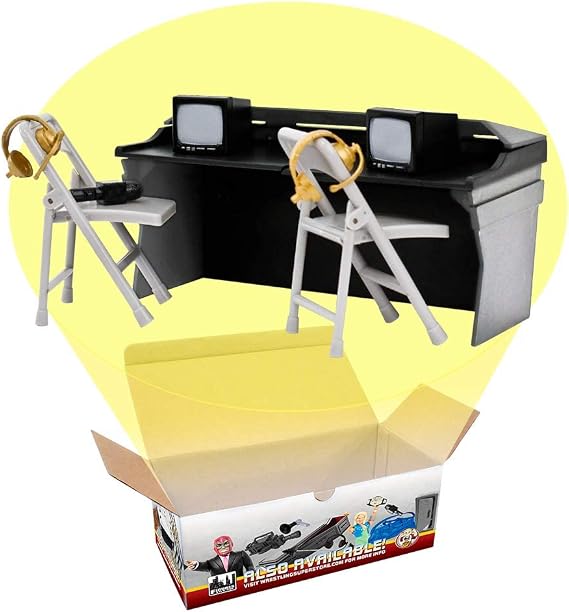 Black & Gray Commentator Table Playset for Wrestling Action Figures