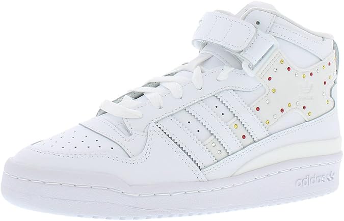 adidas Forum Mid Womens Shoes Size 8, Color: Footwear White/Footwear White/Core Black-White