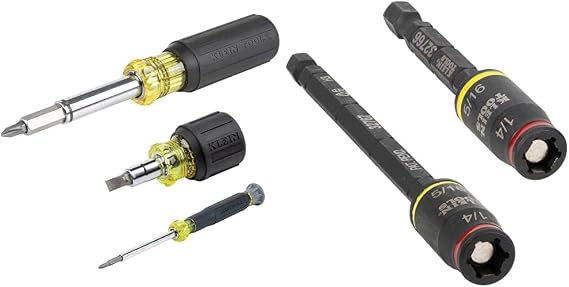 Klein Tools 80045 Screwdriver and Nut Driver Tool Kit, Includes Magnetic 11 in 1 & 32768 Impact Driver, 3-in-1 Impact Flip Socket, 1/4 Nut Driver and 5/16 Nut Driver